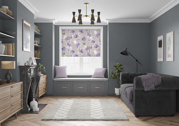 Floral (Blackout), Lilac - Twist&Fit Roller Blind - Image 8